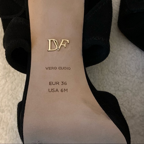 Diane von Furstenberg Black Laie Heel Sandals 332 - Picture 5 of 12